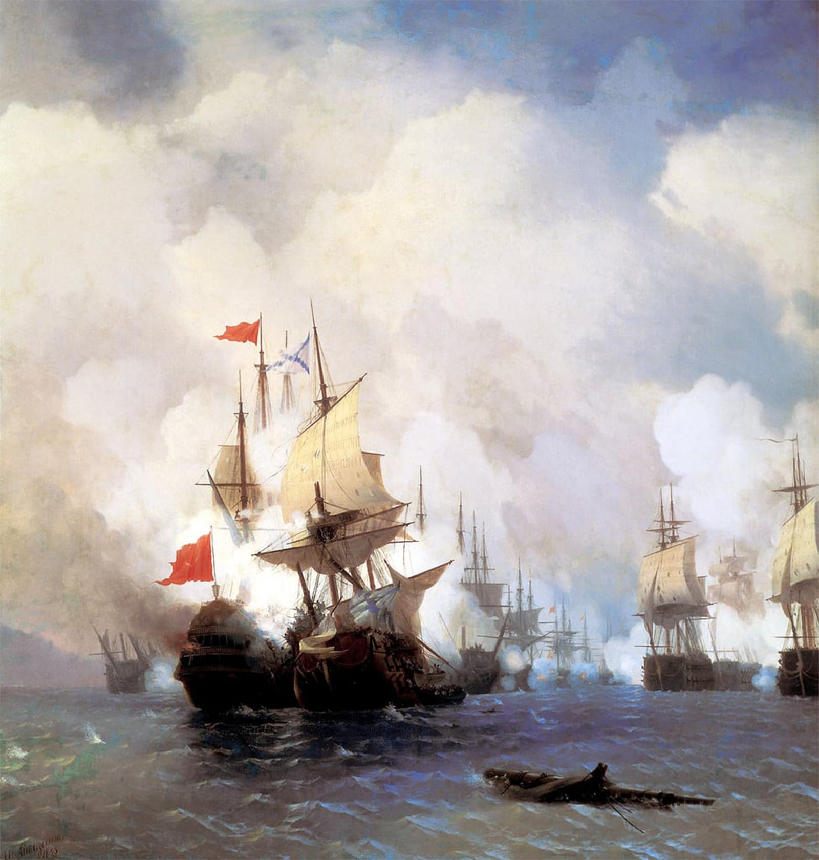 POSTERIIk Famous Print Pop Art Wall Art Graffiti Battle in the Chios by Ivan Konstantinovich Aivazovsky Art Prints for Home Decor 60x90cm