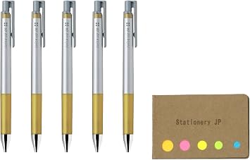 Pilot Juice up 04 Retractable Gel Ink Pen, Ultra Fine Point, 0.4mm, Gold Ink, 5-Pack, Sticky Notes Value Set