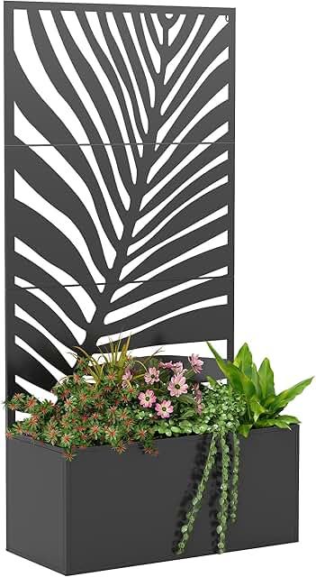 Outsunny Metal Planter Box with Trellis, 71