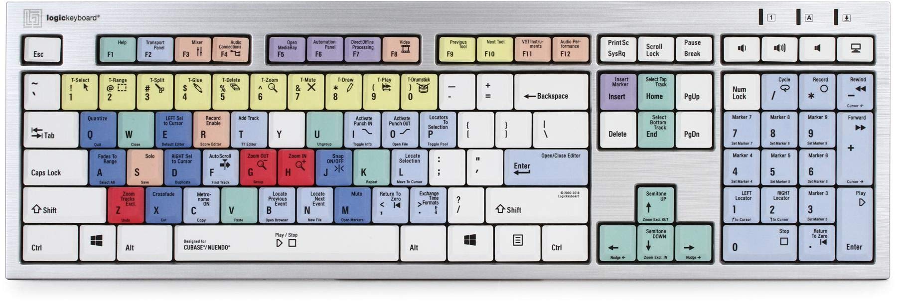 LogicKeyboard designed for Steinberg Cubase 9 and Nuendo 8 compatible Windows XP, Vista, 7-10 Part: LKBU-CBASE-AJPU-US