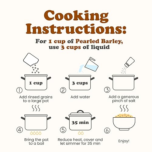 Miniatura 5 de Cebada perlada, 24 libras - Cebada descascarada procesada, grano de cereal, kosher, vegano, a granel. Cocina más rápido que la cebada descascarada.