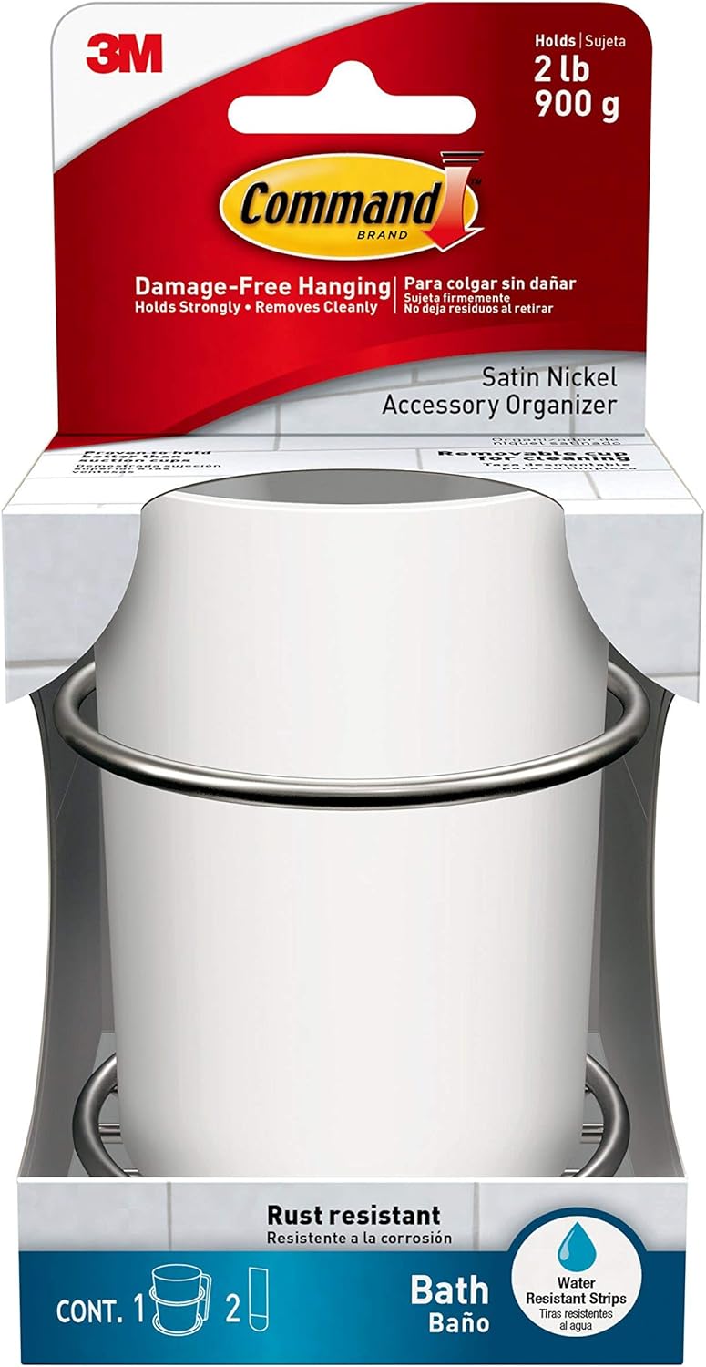 Command Accessory Organizer, Satin Nickel, 4Water