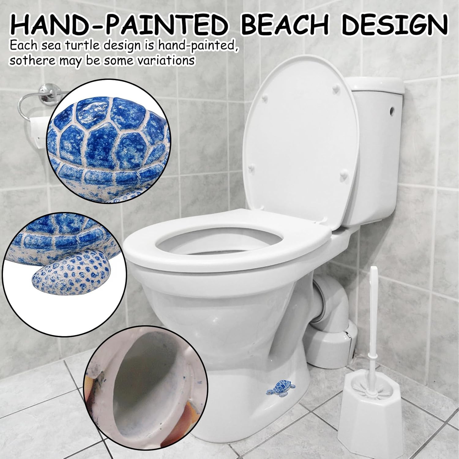 2 Pack Toilet Bolt Covers Decorative, Sea Turtle Toilet Bowl Caps, Whimsical Bathroom Decor for Coastal Style Spaces, Resin Toilet Screw Cover Caps