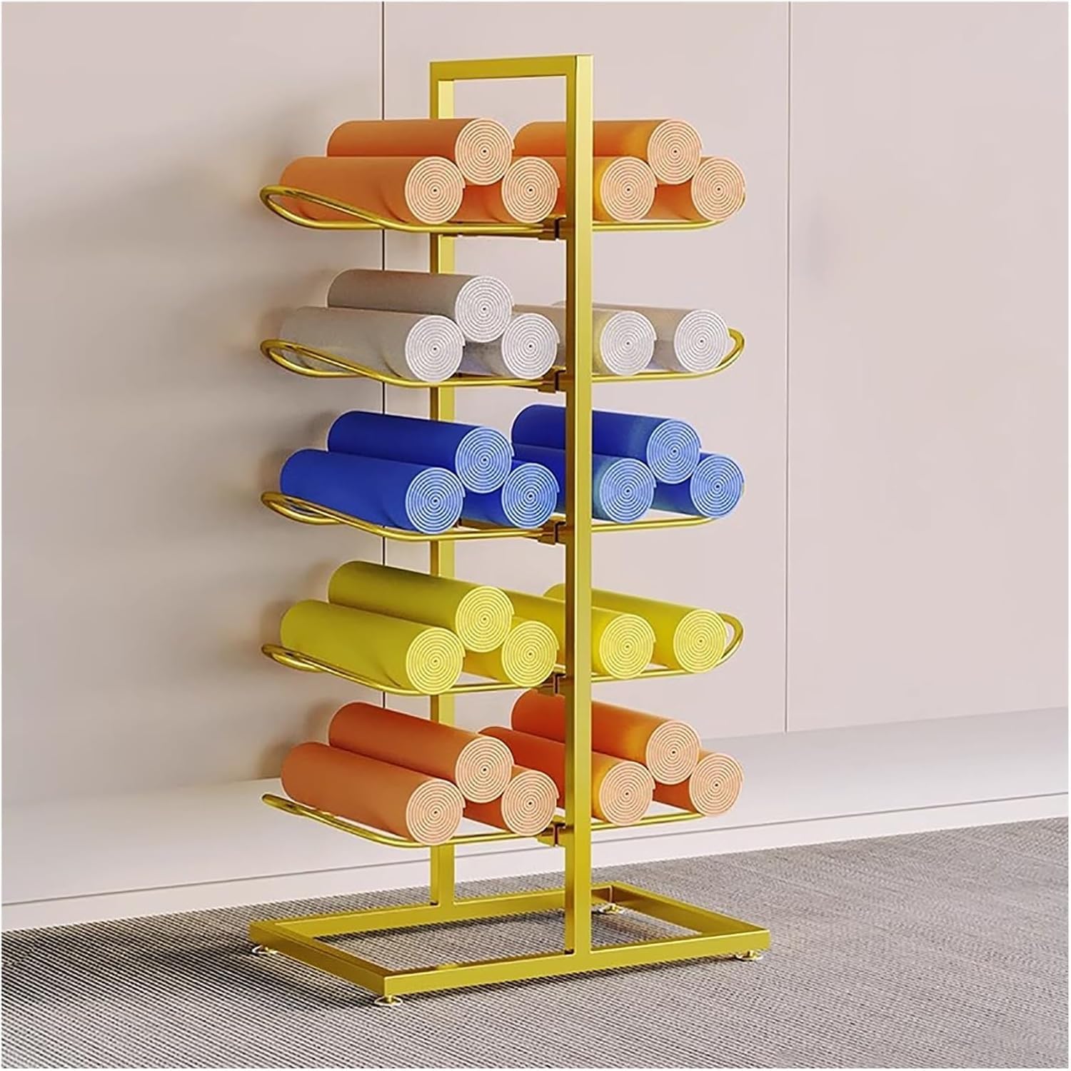 Rangement for tapis d'exercice en or et support double face élégant