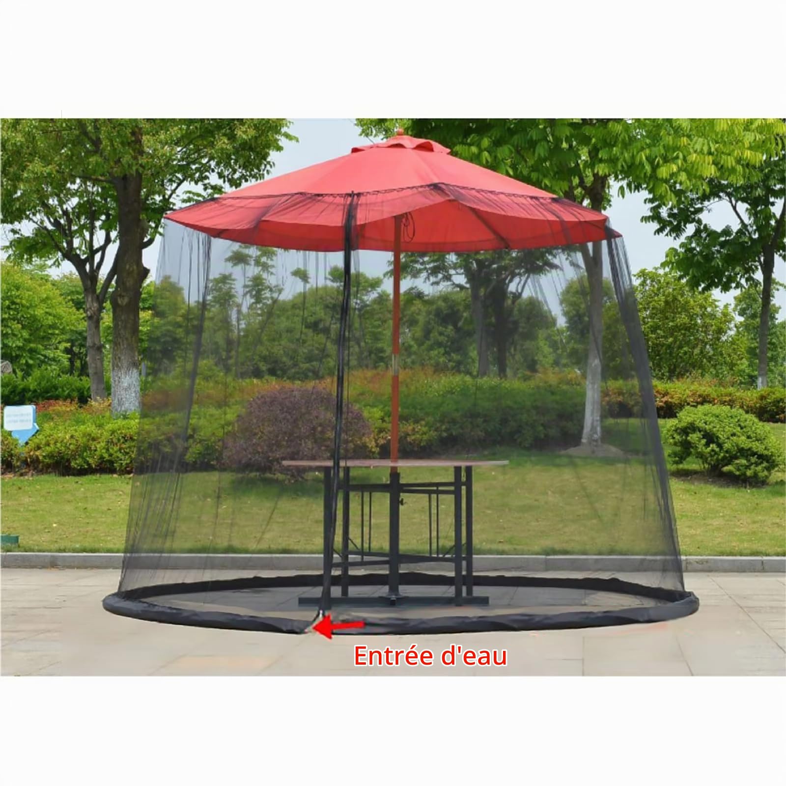 Moustiquaire pour parasols 3m avec Fermeture éclair et lestage Carré et cylindrique Pergola réglable Moustiquaire pour extérieur Jardin Cour Patio Camping (300 * 300 * 230CM)