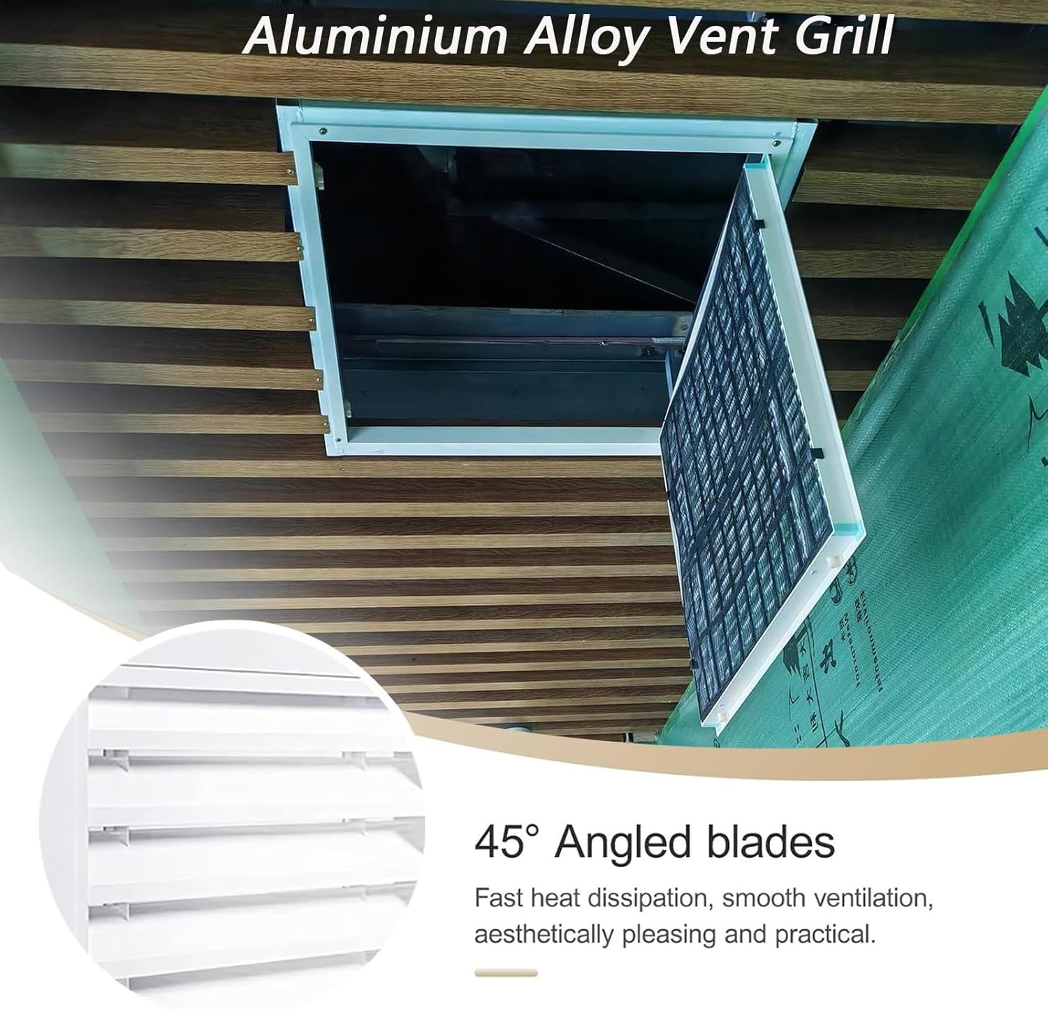 Aluminum Attic Gable Vent with Screen, Decorative Air Return Vent Cover, Louvered Ventilation Vent Grill Plate for Basement, Door Vents for Interior Doors/Houses/Shed/Garage(16x28in/40.6x71.1cm)