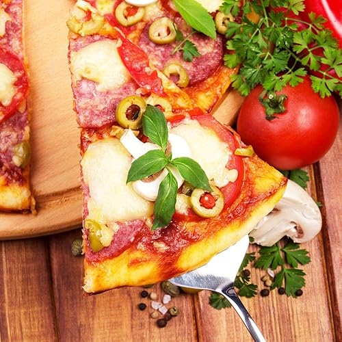 Vista 5 de Paquete de 6 moldes de acero inoxidable para tartas de pizza, servidor, pastel, pastel, pizza, pala, cortador (plata)