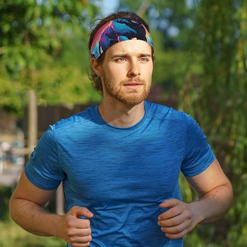 Miniatura 8 de Soft and Absorbent Headband for Red Basketball Workout - Ideal Hair Accessory for Yoga, Running, and More! Synthwave Sabertooth Pattern