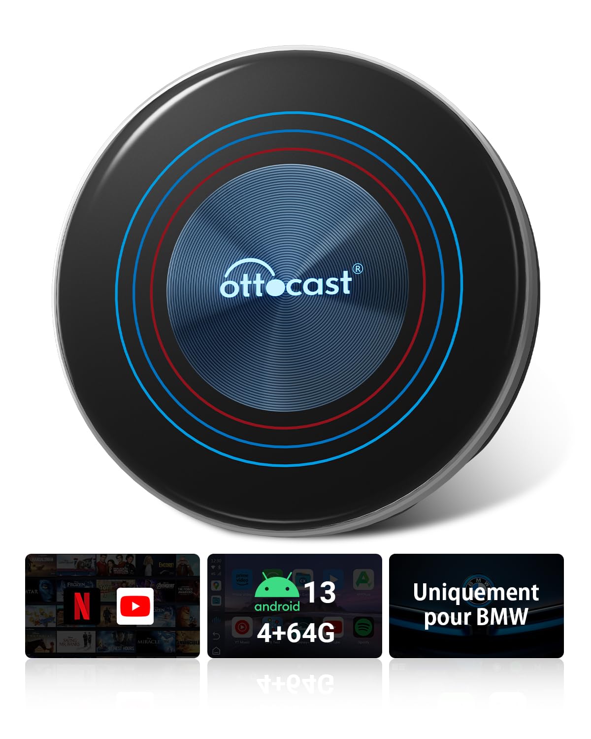 【shige】OTTOAIBOX I3 ワイヤレスアダプター【BMW】 OTTOCAST I3 OttoAiBox pour BMW – Android 13 Wireless CarPlay AI