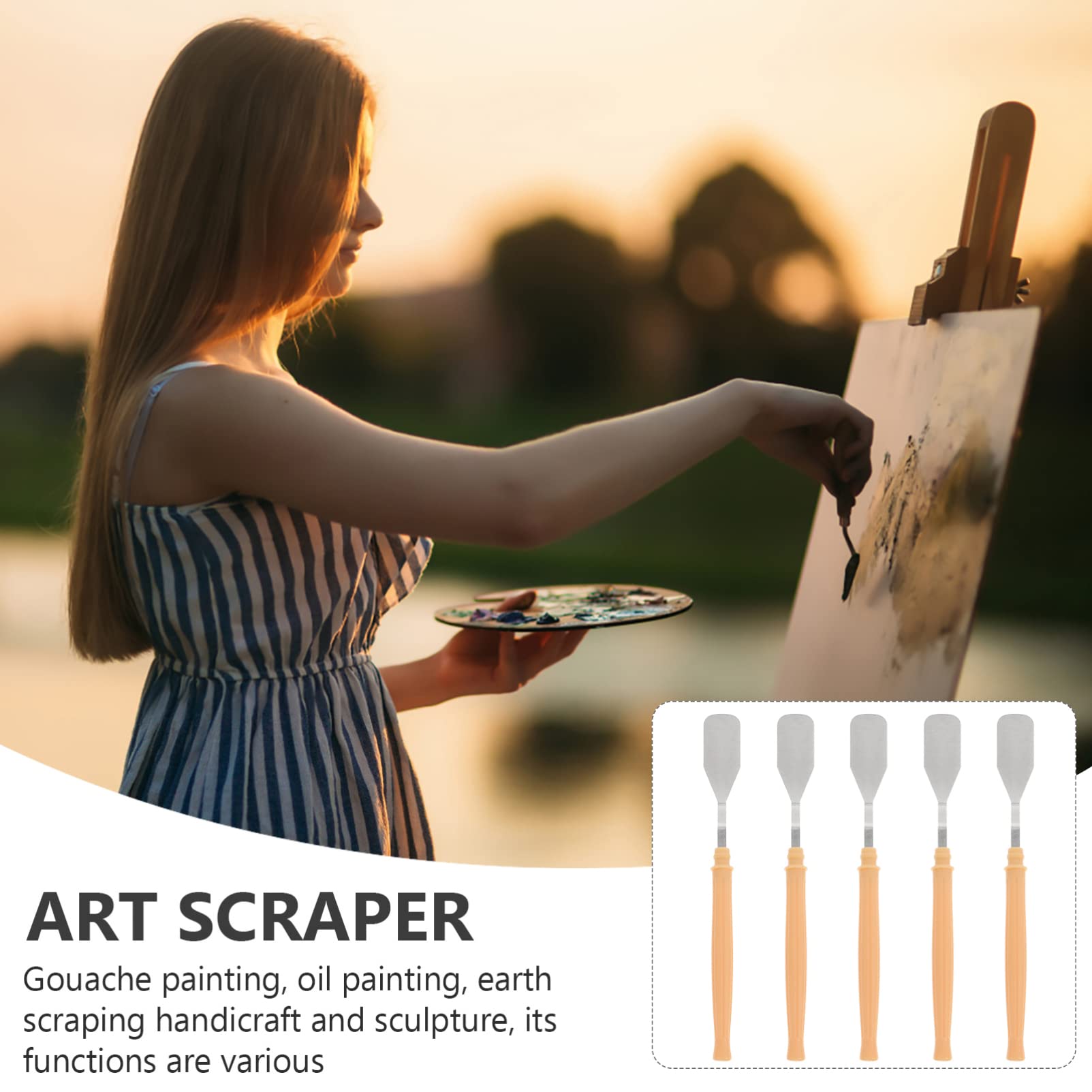 NUOBESTY 5 Ensembles Couteau À Palette d'art Couteau De Peintre Couteau Peintre Palette en Vrac Décapant De Peinture Grattoir À Peinture Grattoir d'art Acier Inoxydable 10 Pièces * 5