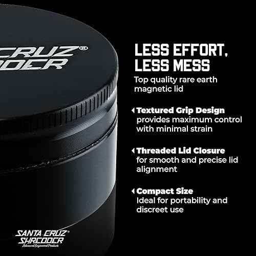 Miniatura 4 de Santa Cruz Shredder Molinillo de hierbas de metal con parte superior moleteada para un agarre más fuerte, 2 piezas de 2.2 pulgadas (negro)