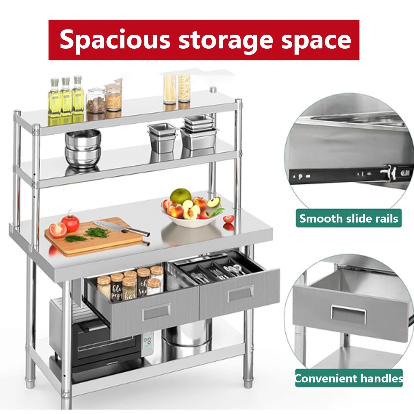 Tavolo Acciaio Inox 201, Piano di Lavoro Cucina, Tavolo Lavoro