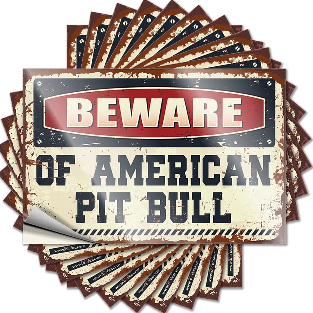 Saying Man Cave Accessories Durable Vinyl - Beware of American Pit Bull Helmet for Halloween Use(8X12CM)