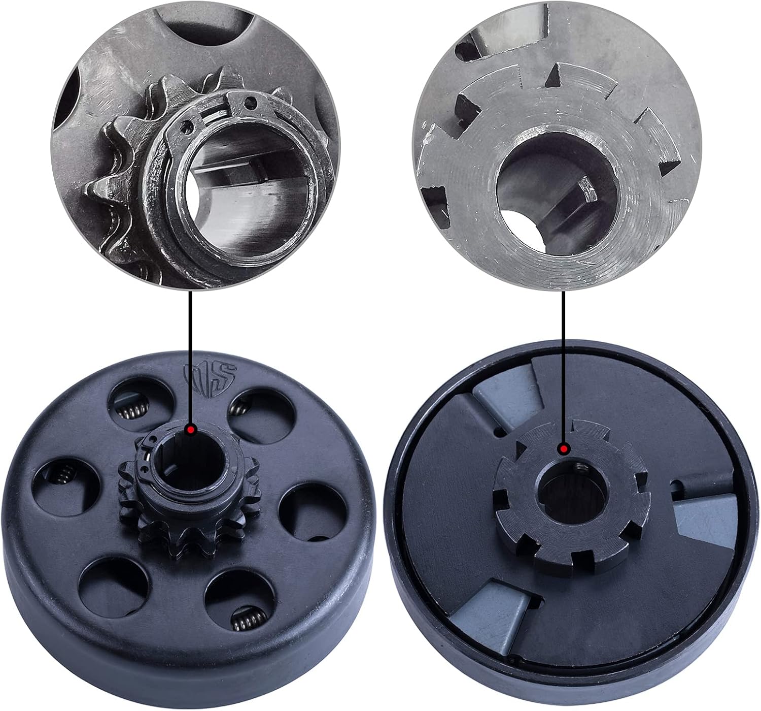 Go Kart Centrifugal Clutch 10 Teeth Inner Hole 20mm with 40/41/420 Chain Durable Centrifugal Clutch 3/4" Bore 3/16 Key Built in Compatible with Go-Kart Bike Engine - Black
