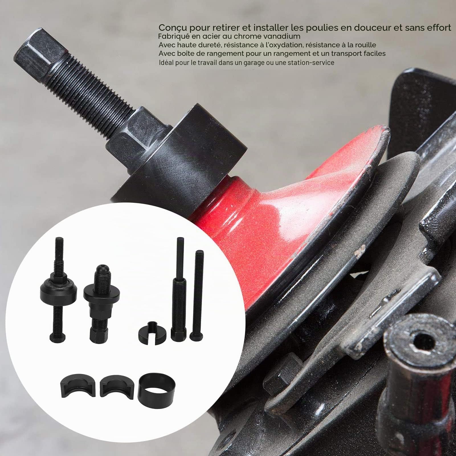 Kit D'extracteur de Poulie de Pompe de Direction Assistée, Outil D'installation de Poulie de Pompe, Kit D'outils de Remplacement en Acier au Chrome Vanadium pour C111 C2
