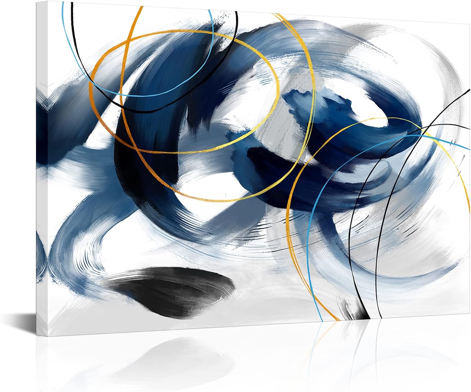 LoveHouse Abstract Canvas Wall Art Blue and White Painting Pictures Prints Blue and White Abstract Artwork