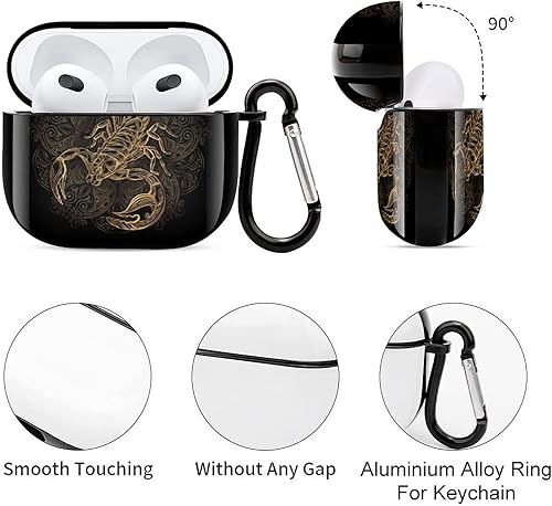 Miniatura 5 de Golden Cool Scorpio - Funda para auriculares Bluetooth con estampado, compatible con Airpods 3, caja de almacenamiento protectora con llavero