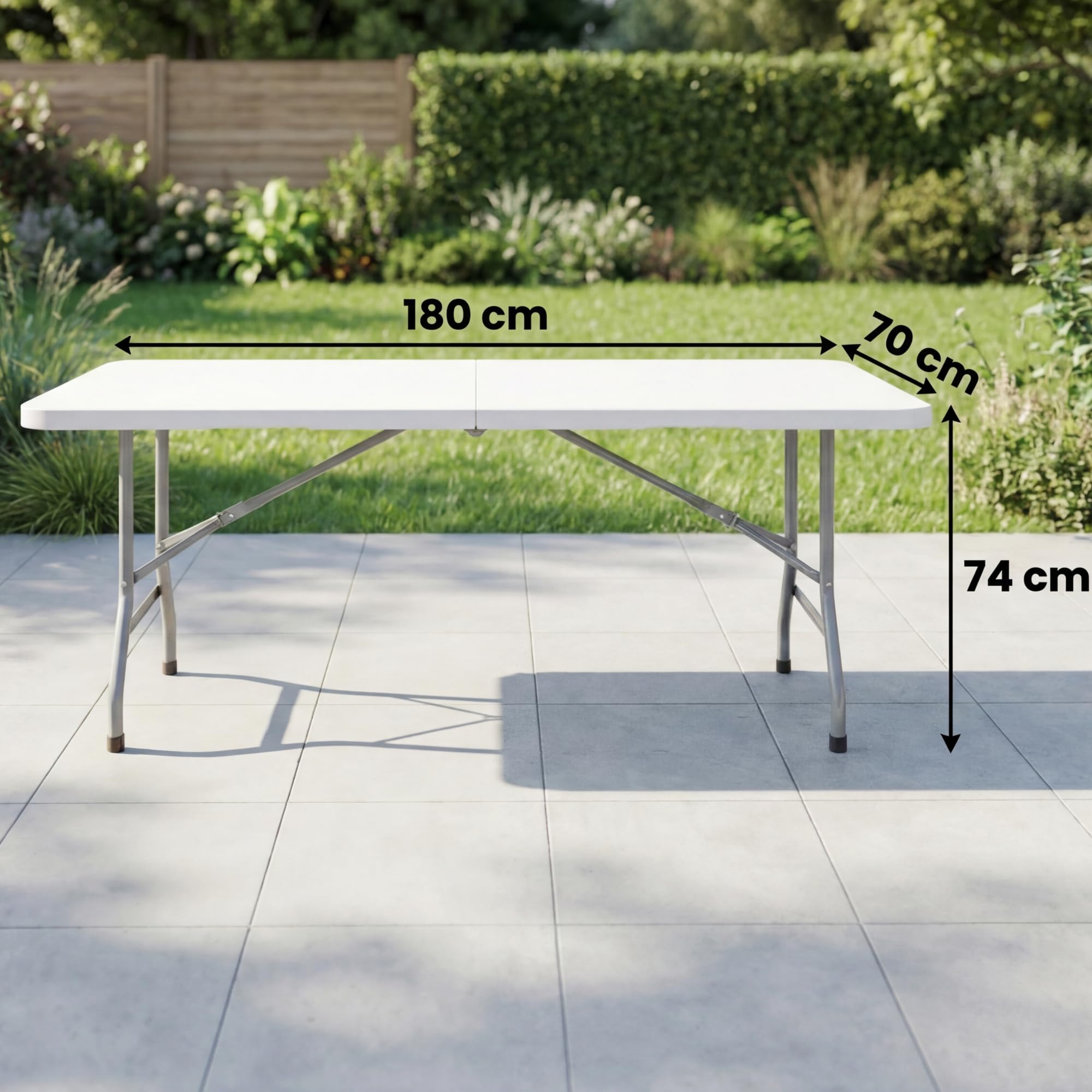 Table De Pique-Nique Pliante De 1,8 M - Tables De Camping D'Extérieur Robustes Blanches | Table De Jardin De 180 Cm pour 8 Personnes | Bureau Rectangulaire Pouvant Supporter 200 Kg