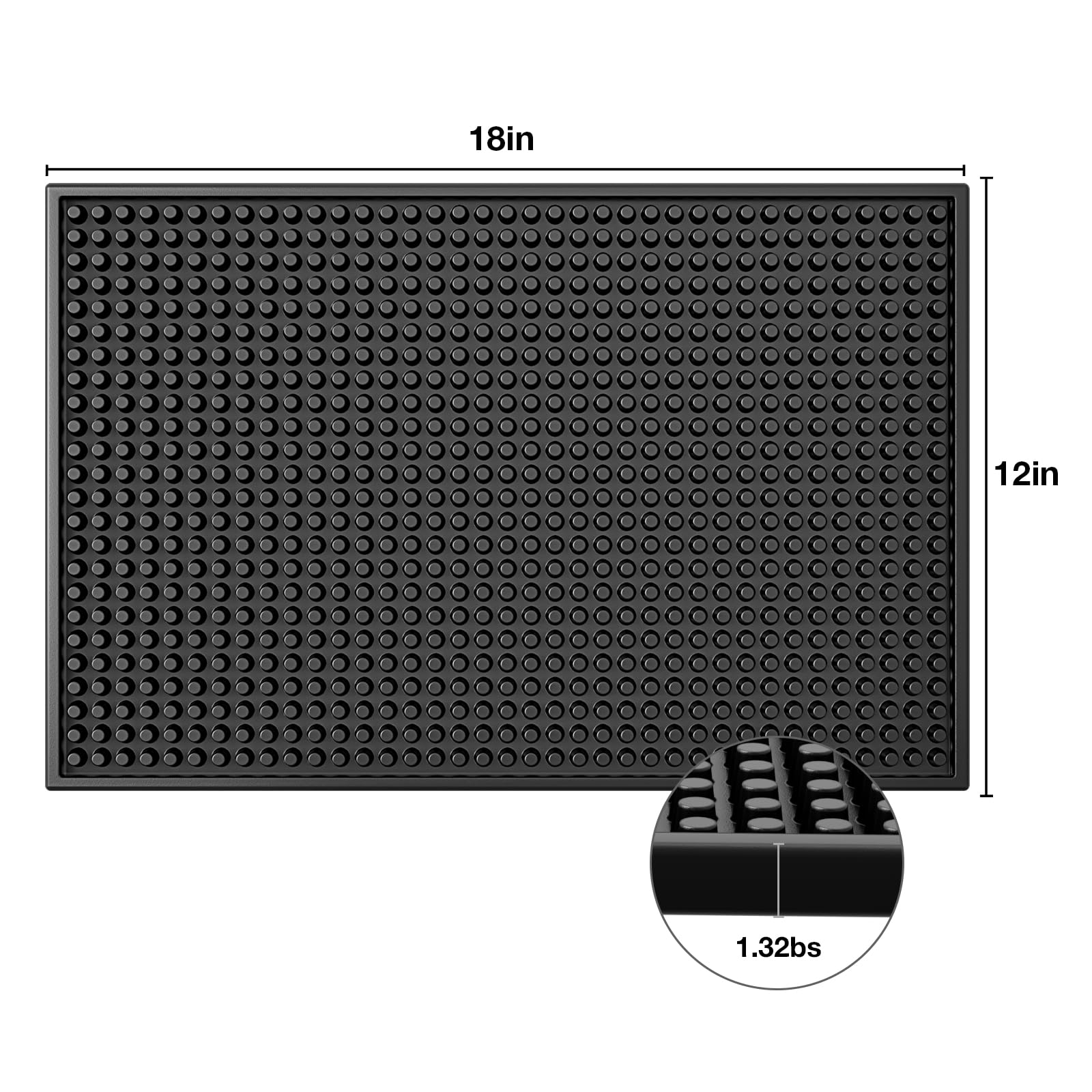 PEAKCLOUDS Bar Mat for Home Bar | Bar Drink Mat for Countertop and Table Top, Easy Clean(2 PCS 18x12 inch,Black)