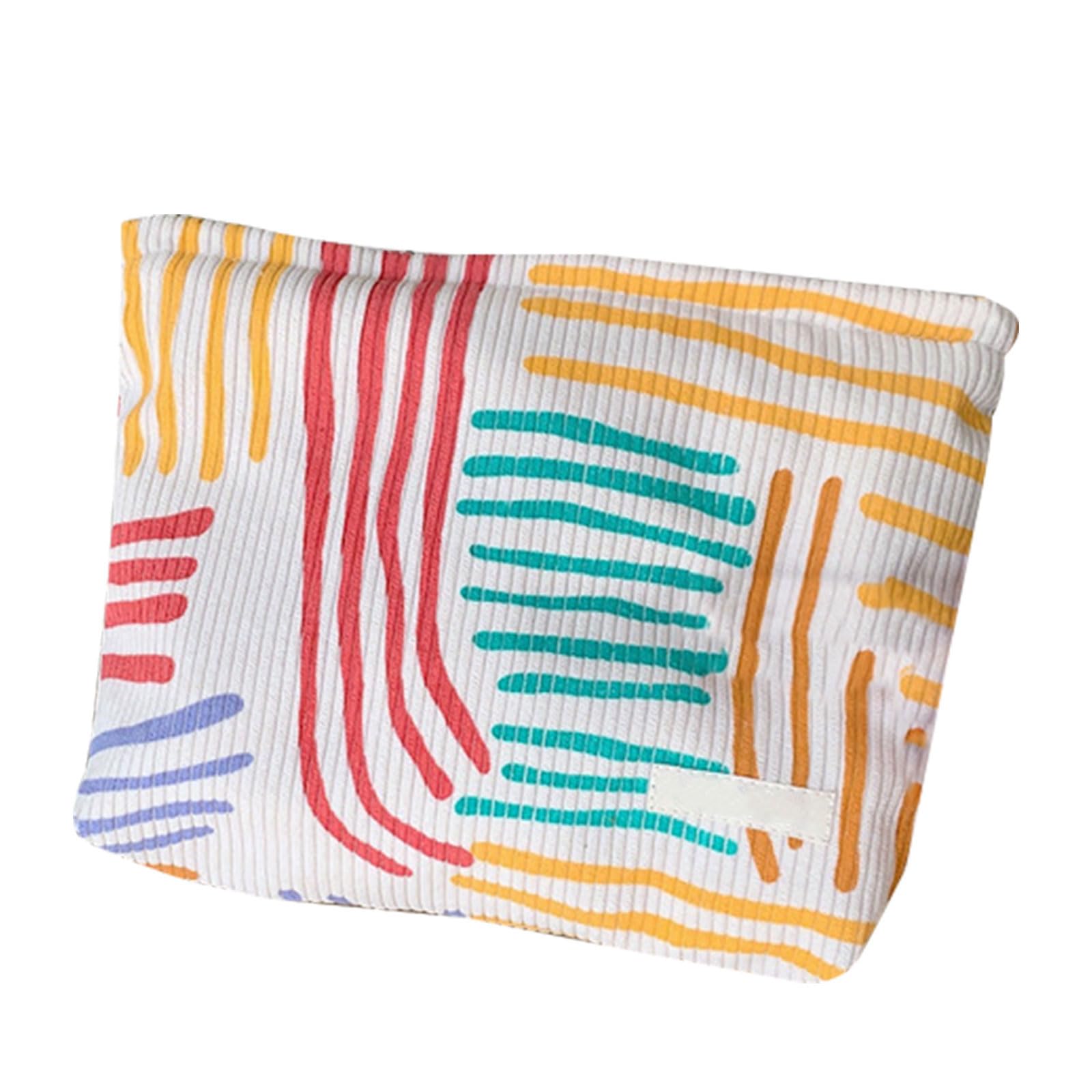 Tsophreniq Eye Catching Color Contrast Striped Makeup Bag Stylish Striped Travel Toiletry Bag Portable Makeup Storage Pouches Home Organizers