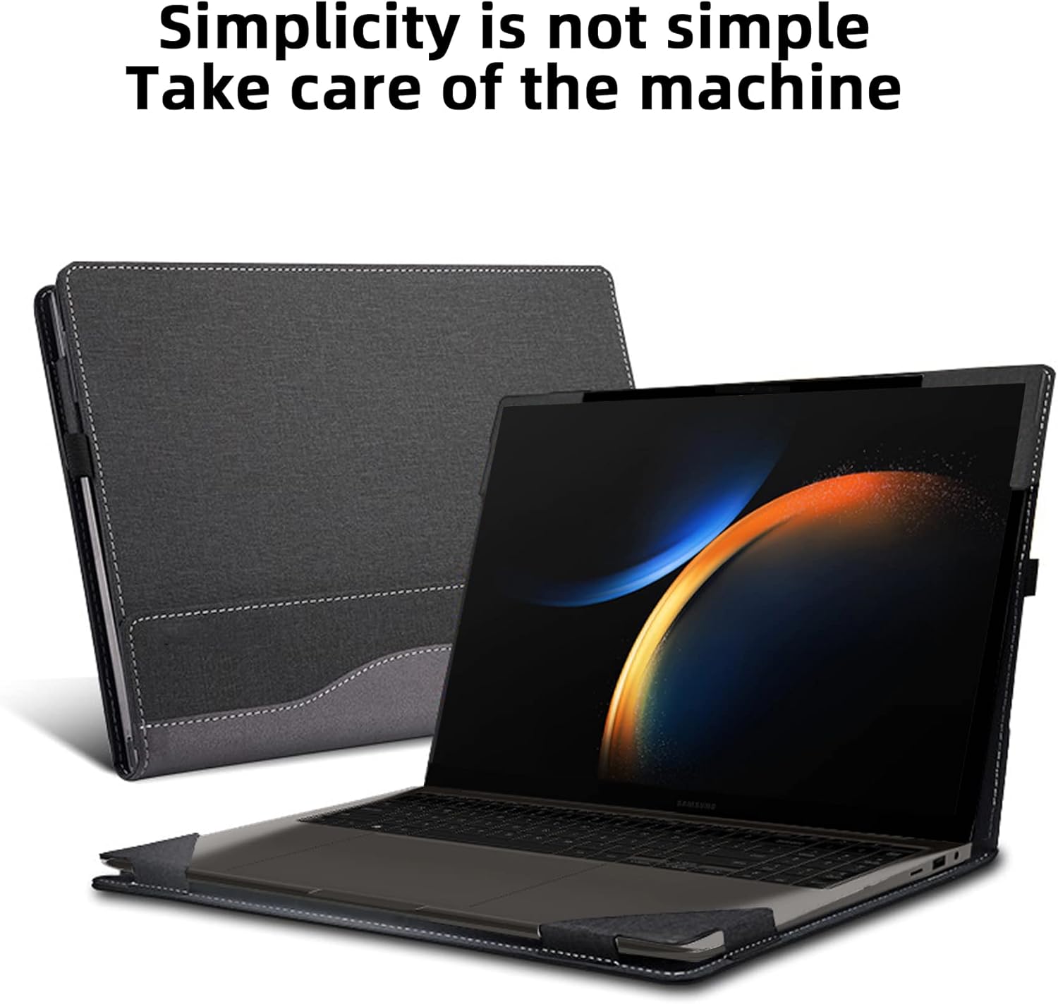 Laptop Cover16 inches for Samsung Galaxy Book 3 Pro|Book3 Pro 360|Book3 Ultra |Galaxy Book 4 Pro|Book 4 Pro 360 2-in-1|Book 4 Uitra|16 inches PU Leather Detachable Cover (Gray Black)