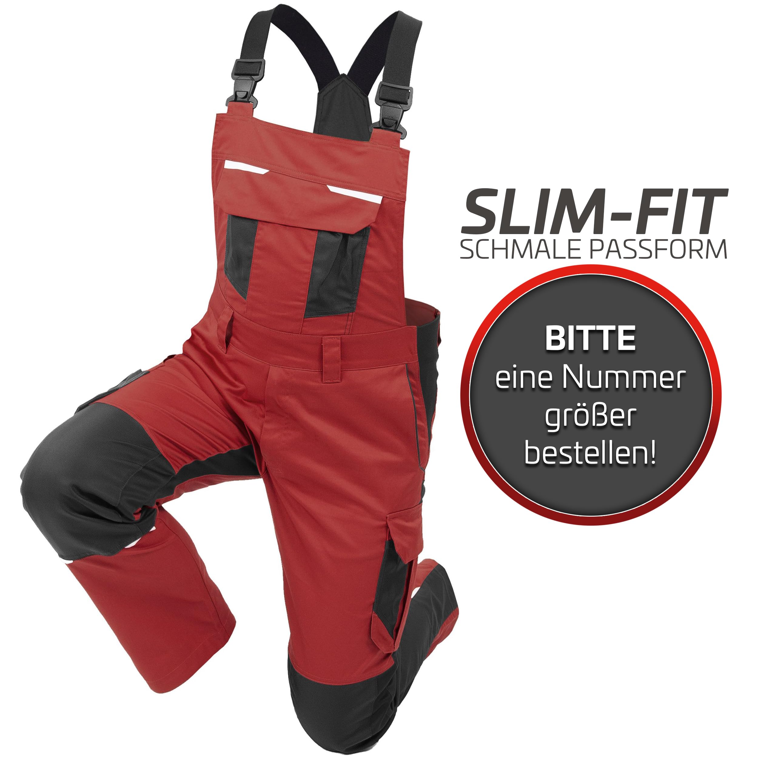 Qualitex iND Latzhose Cargo Arbeitshose Stretch Flex Workwear Herren Premium
