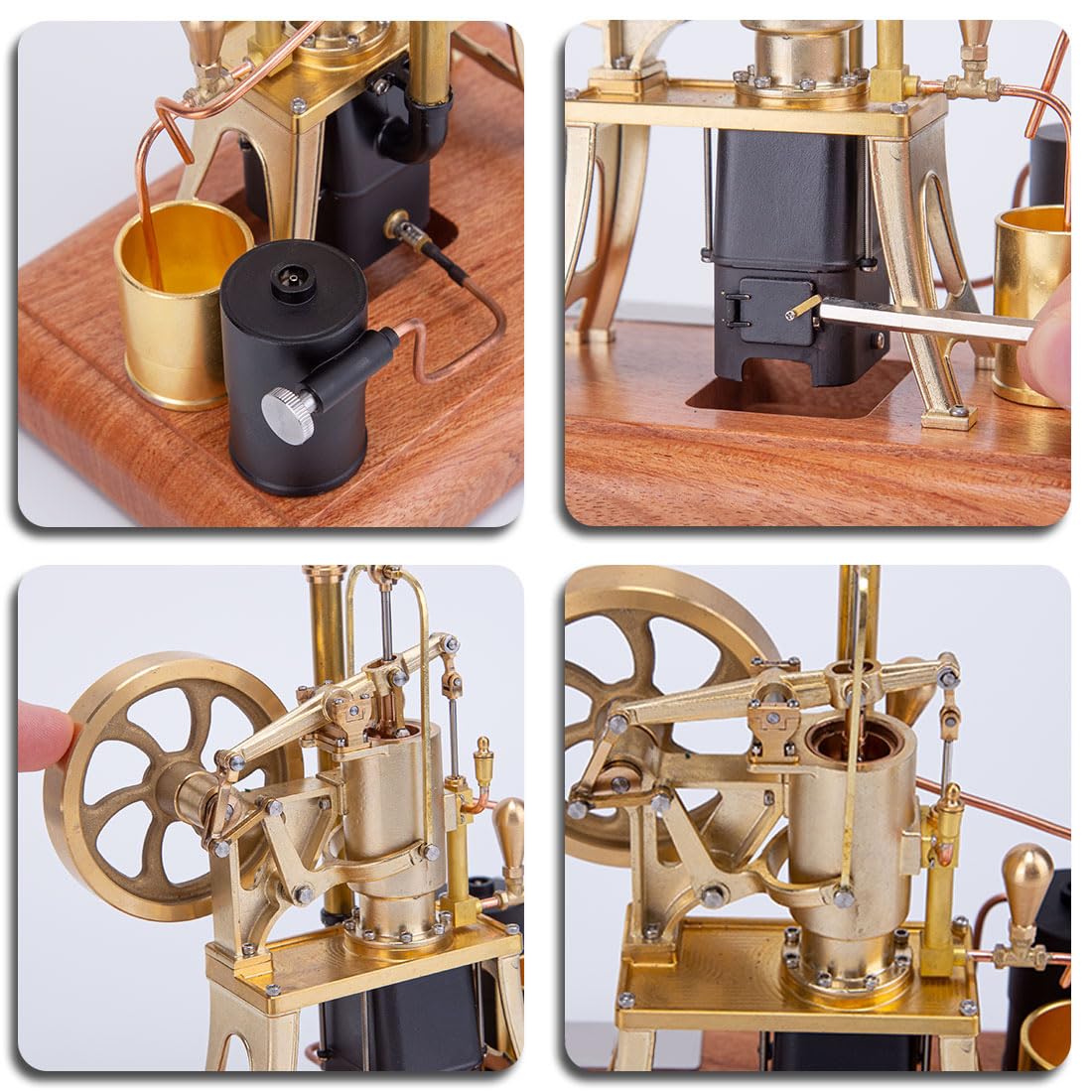 Stirling Engine Model - 2-Cylinder Hot Air Engine Kit For STEM Education And Office Desk Display