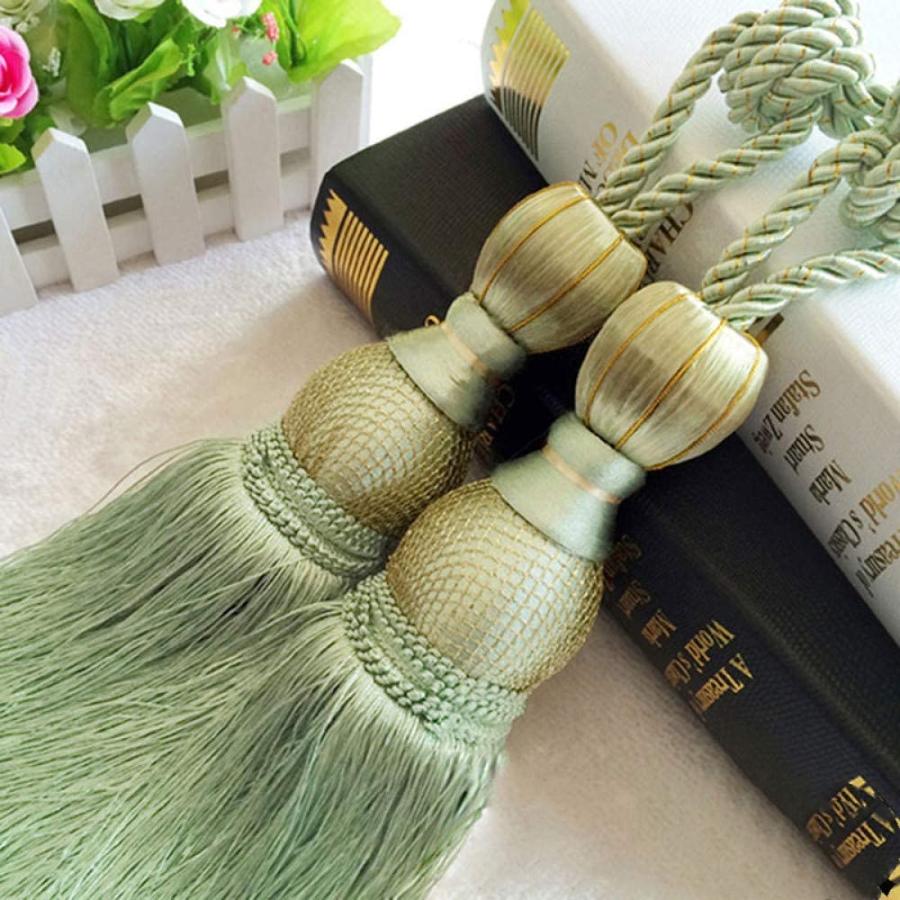 Lot de 2 paires d'embrasses de rideaux à pompons décoratives à suspendre pour accessoires de rideaux Vert clair