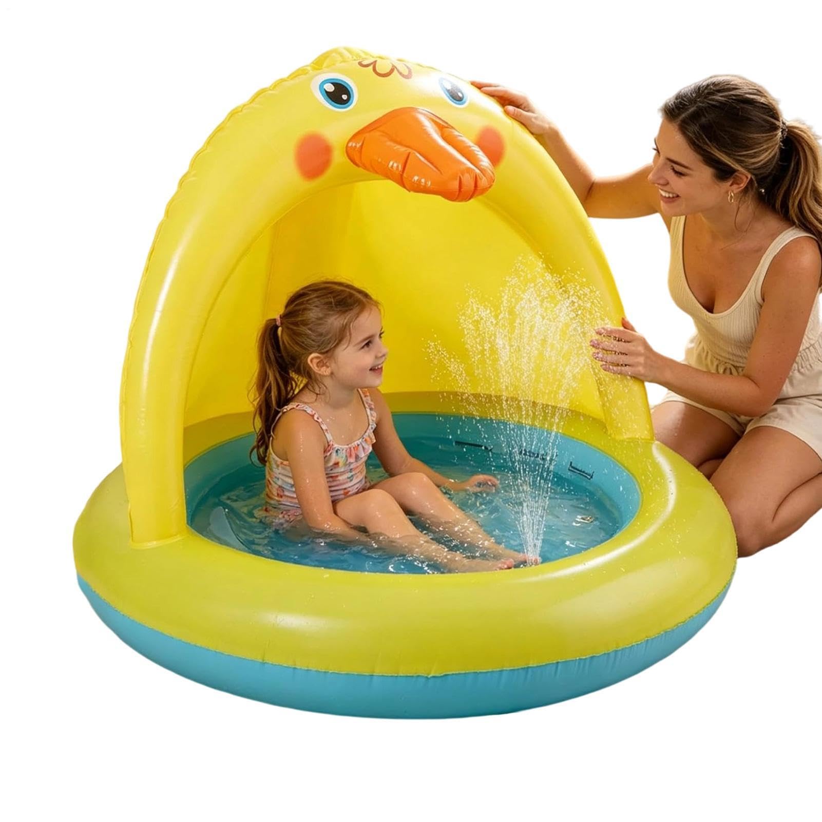 Litysfioti Kiddie Pool - Kids Wading Pool with Sunshade and Sprinkler,Outside Water Play Bathtub,for Children Boys Girls Small Pets Outdoor Backyard Beach Seaside Indoor Bathroom