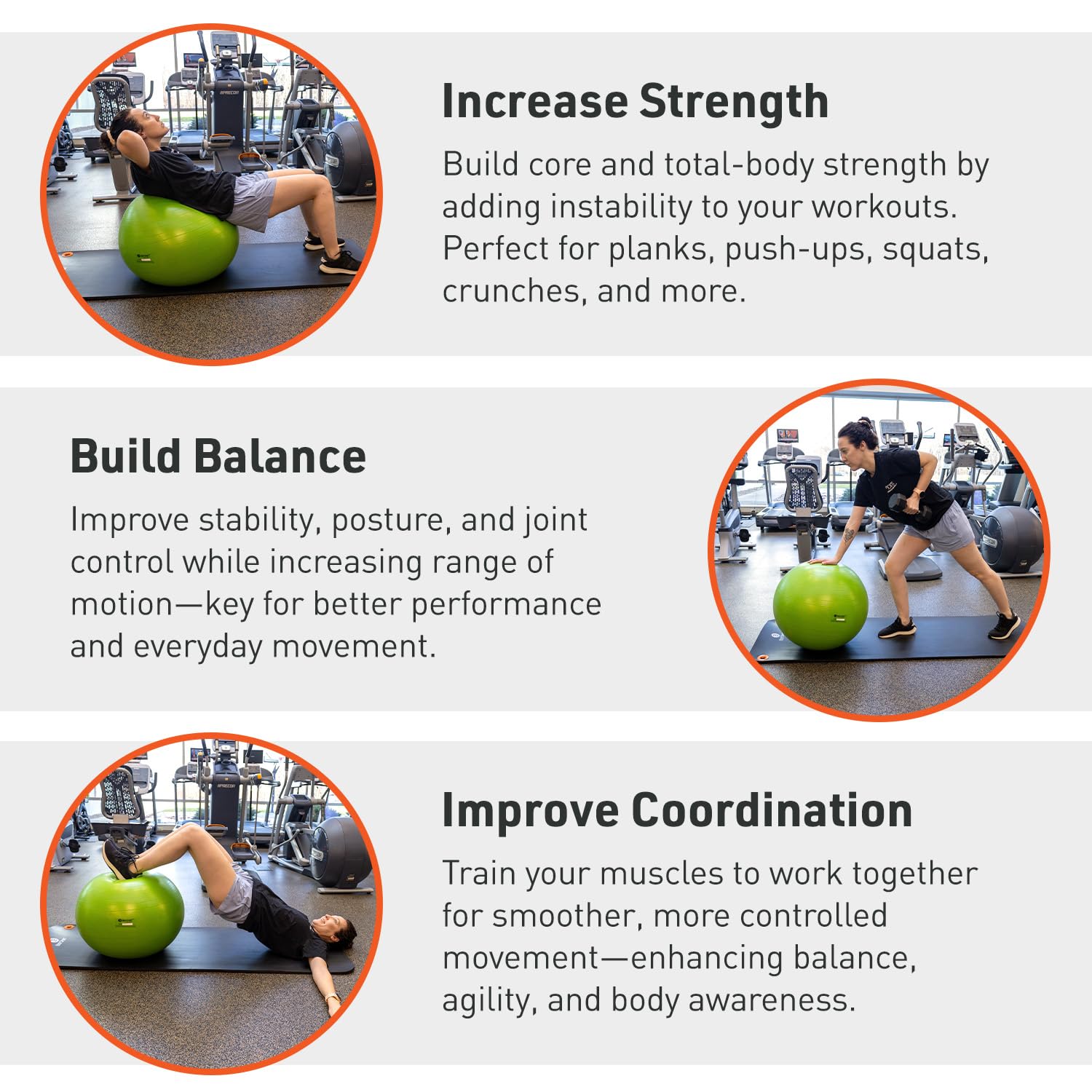 Body Sport Exercise Ball with Pump for Home, Gym, Balance, Stability, Pilates, Core Strength, Stretching, Yoga, Fitness Facilities, Desk Chairs