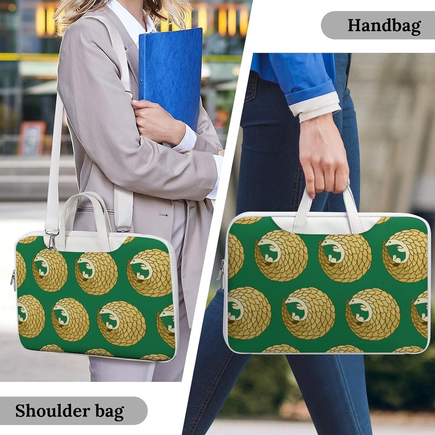 Funny Pangolin Laptop Sleeve Case Computer Briefcase Carrying Bag with Handle White-style-43 42x30.5cm image 5