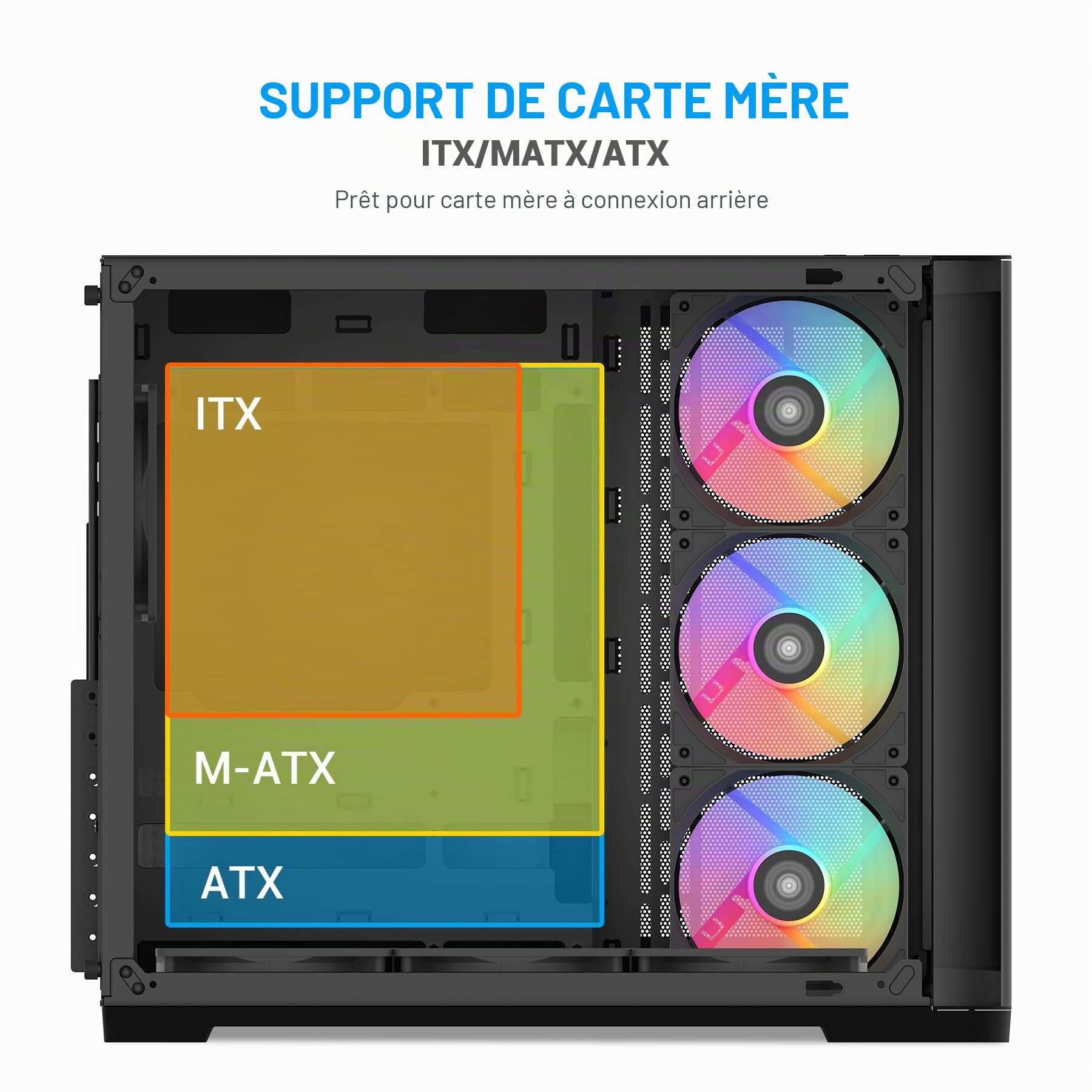 Boîtier SAMA V60 ATX, Verre Incurvé, 7 Vent. ARGB, USB-C, Noir