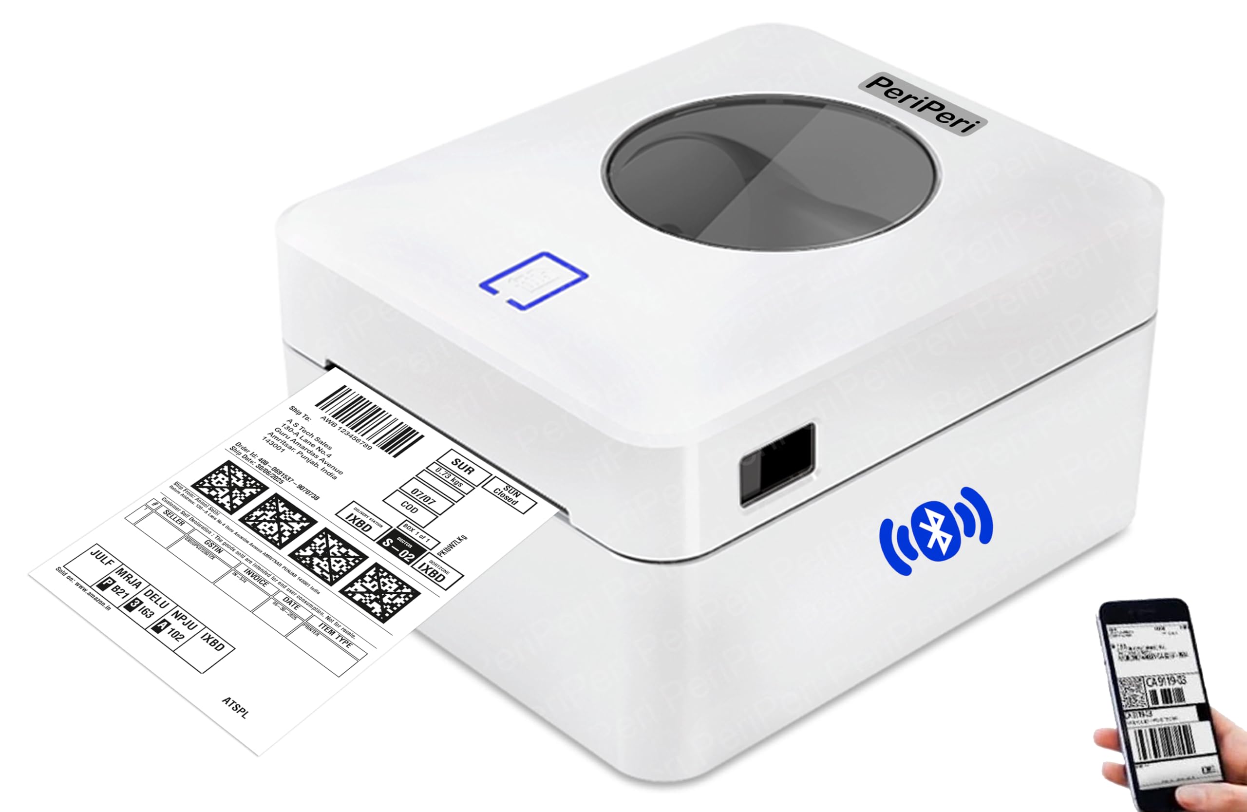 PeriPeri 4inch USB+BT Direct Thermal Label Printer Printer for Any Size Shipping Labels Barcodes Compatible with Android iOS Windows (USB+BT)-image-6