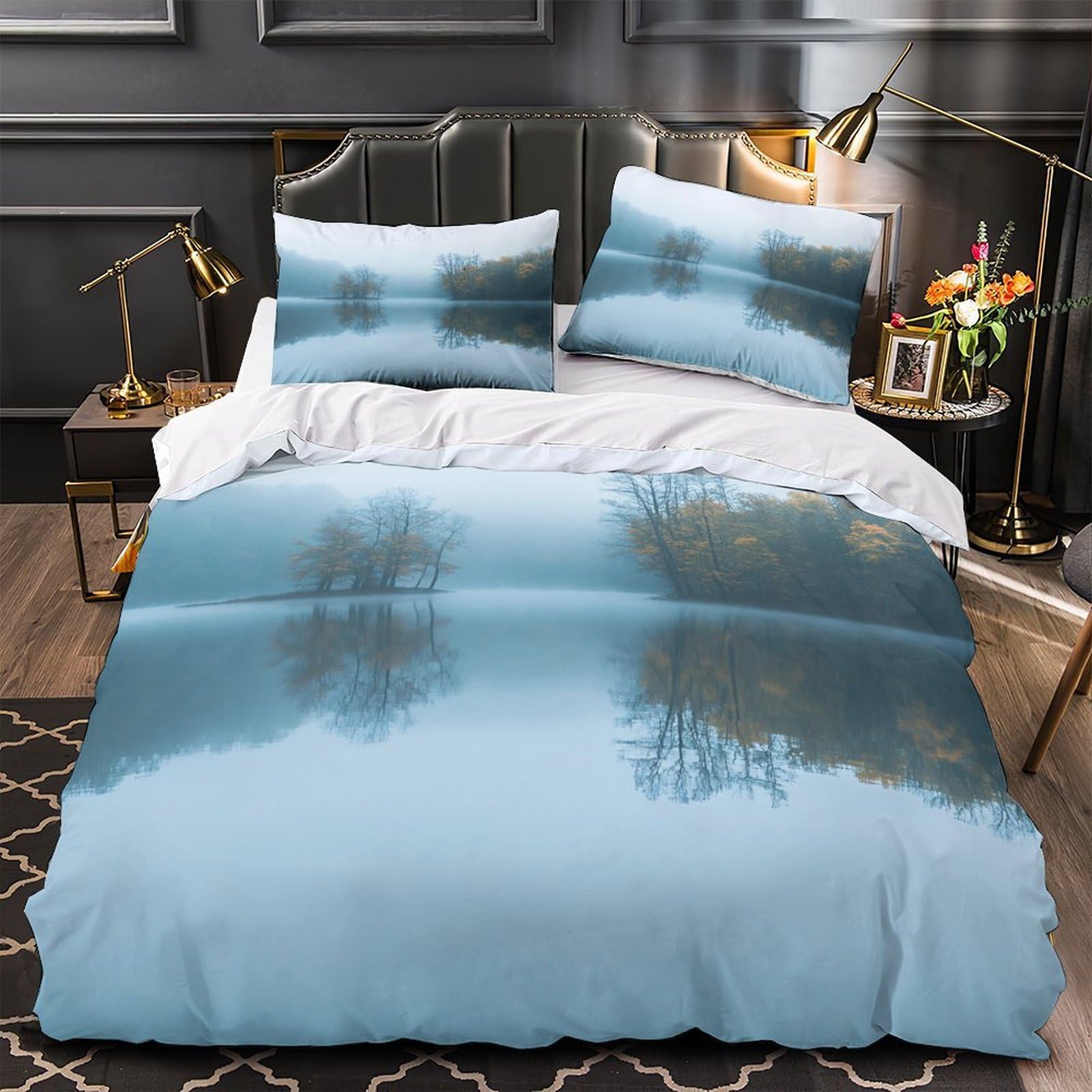 Parure de lit feuilles 3D super douce pour chambre ado design minimaliste