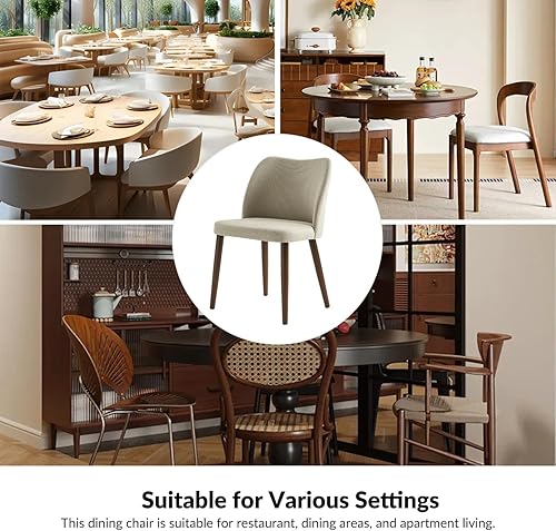 Miniatura 6 de Juego de 4 sillas de comedor tapizadas para cocina, comedor, sillas laterales con respaldo acolchado curvado, patas de madera para