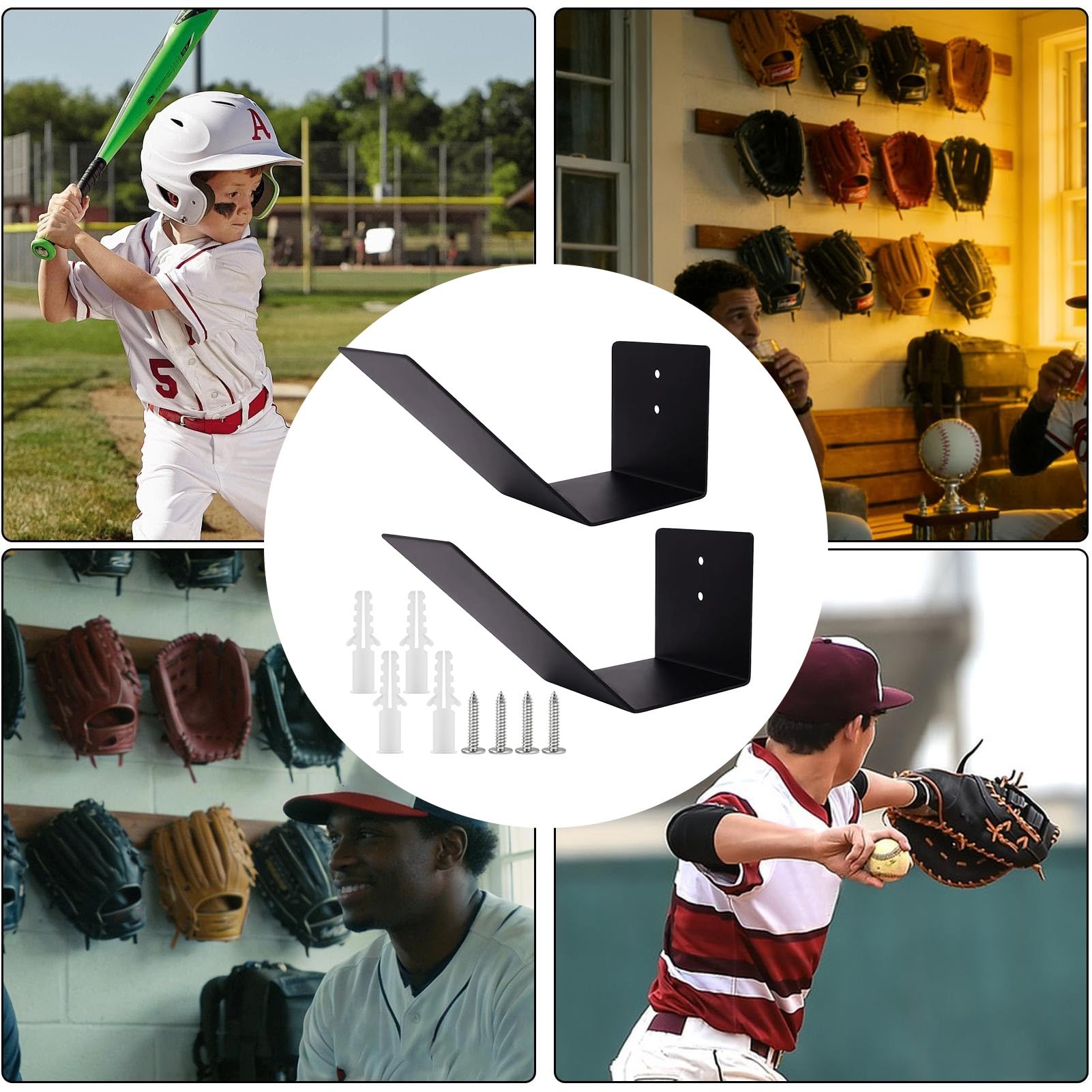 Baseball Handschuh Wandhalterung,2 Stück Stahl Unsichtbar Schwebend Platzsparender Organizer - Sport-Deko Softball-Handschuh-Display | Für Zuhause, Büro, Wohnung, Schlafzimmer Und Wohnzimmer