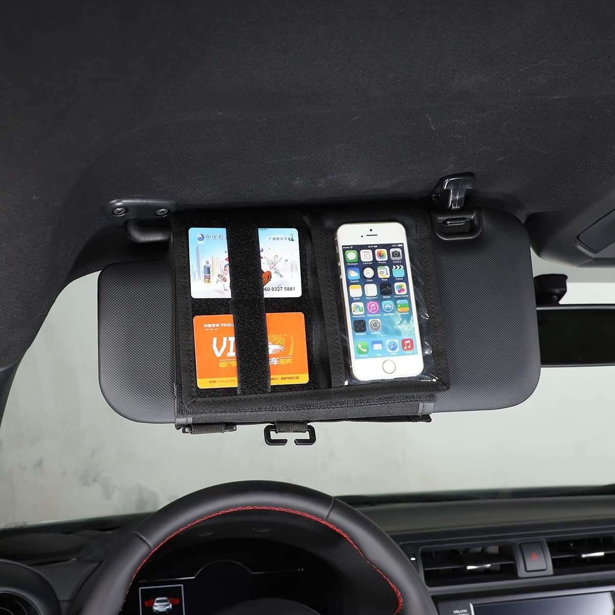 CHEAYAR Car Sun Visor Organizer Fit for Toyot@ 86 GT86 2022 and for Sub@ru BRZ 2022, Sunshade Storage Bag, Cards, Sunglasses, Driver's License, Cell Phones and Other Items Storage (Regular)