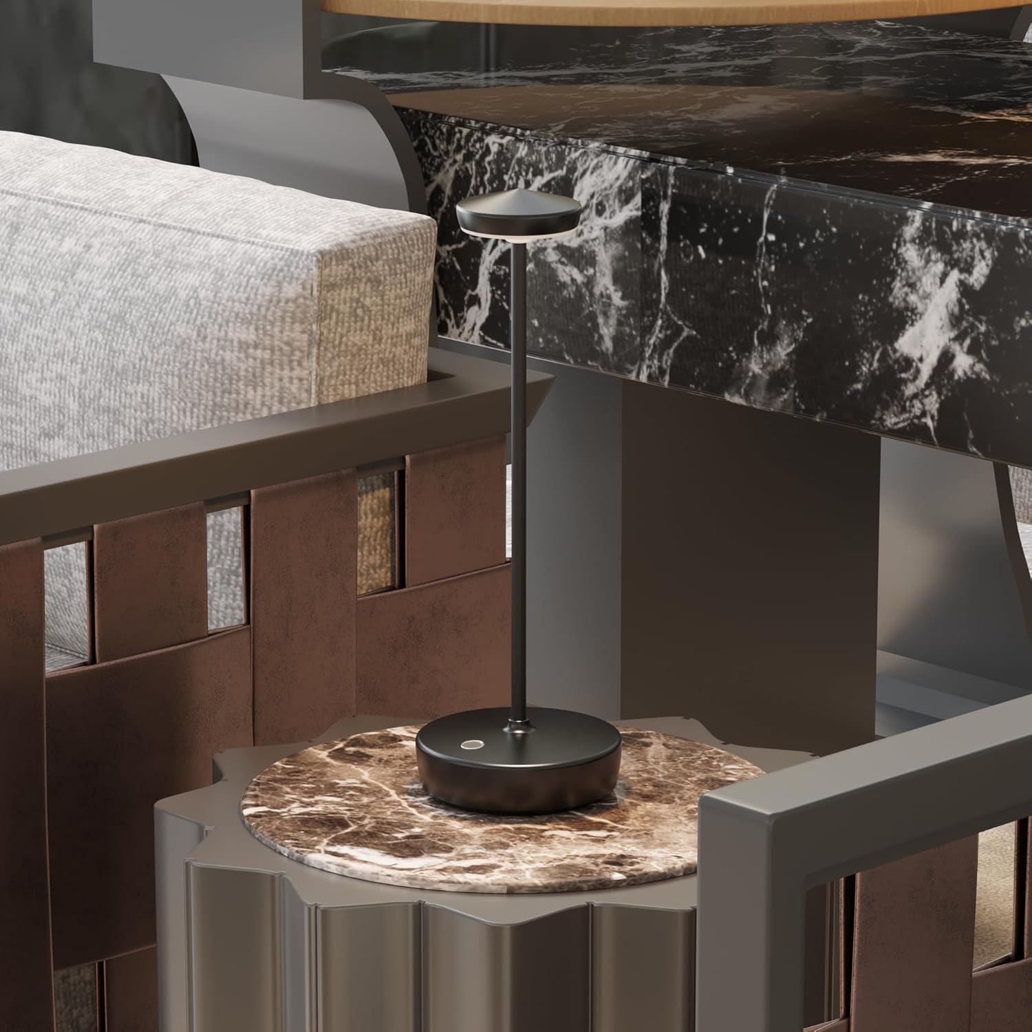 Cordless LED Table Lamp,Rechargeable 5000mAh Battery - Touch Control 3-Level Brightness with Memory Function,Portable IP54 Waterproof Desk lamp for Outdoor, Bars,Restaurants (2P Black)