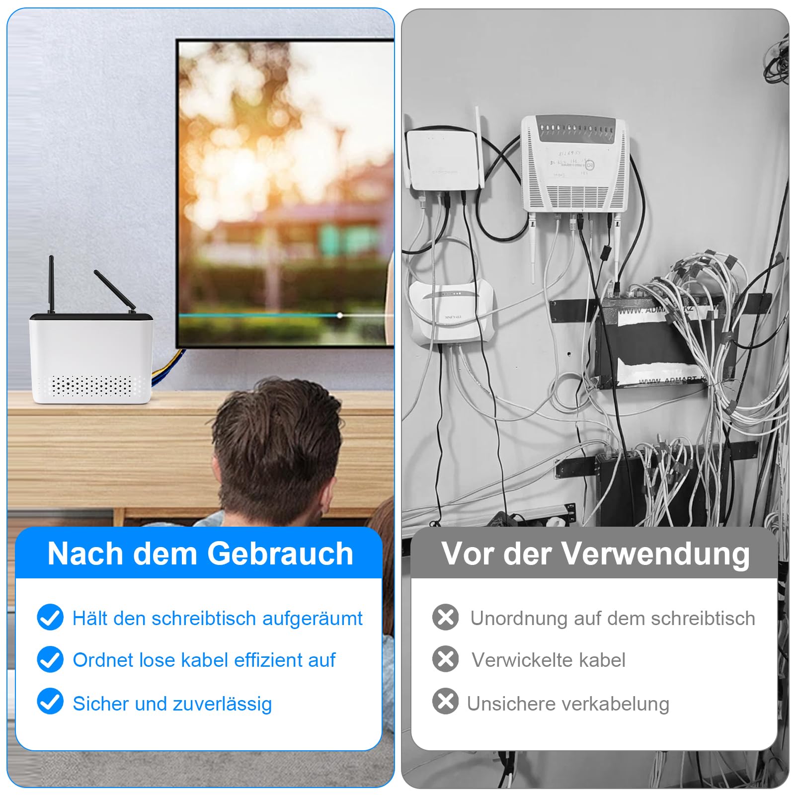 APOMOONS Router ukryta boxa do przechowywania kabli ściennego regału wifi dekoracja ścianowa biały 25,6 x 17 x 5,4 cm