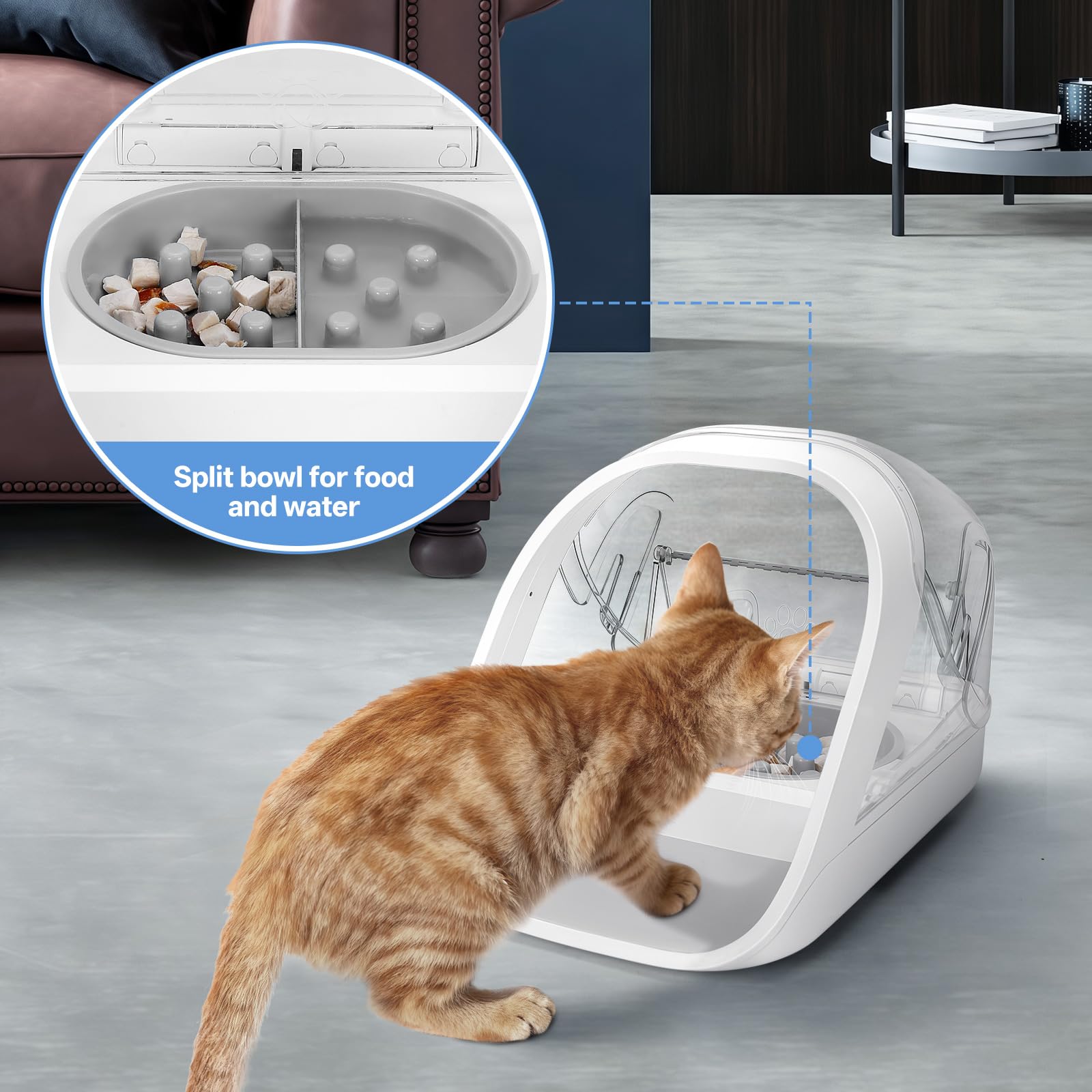 Lot de Tapis et Gamelle Anti Glouton Chat pour Sure Feed Alimentateur Automatique, 1 Bol Simple, 1 Bol Double, 1 Tapis, Promouvoir Une Alimentation Saine, Antidérapant, Facile à Nettoyer