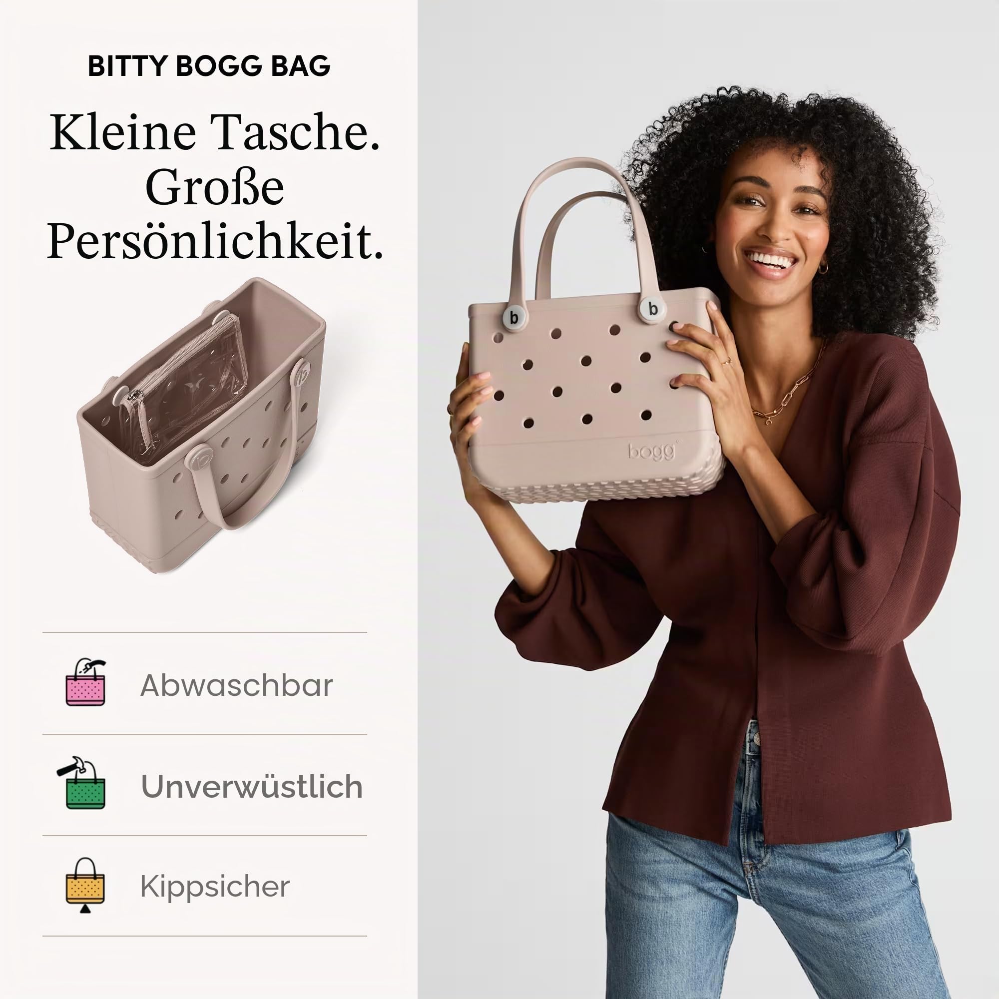 BOGG BAG Bitty Kleine Tragetasche, 27,9 x 21,6 x 11,4 cm, langlebig, waschbar, kippsicher, Strand, Pool, Boot, Arbeit, Sport