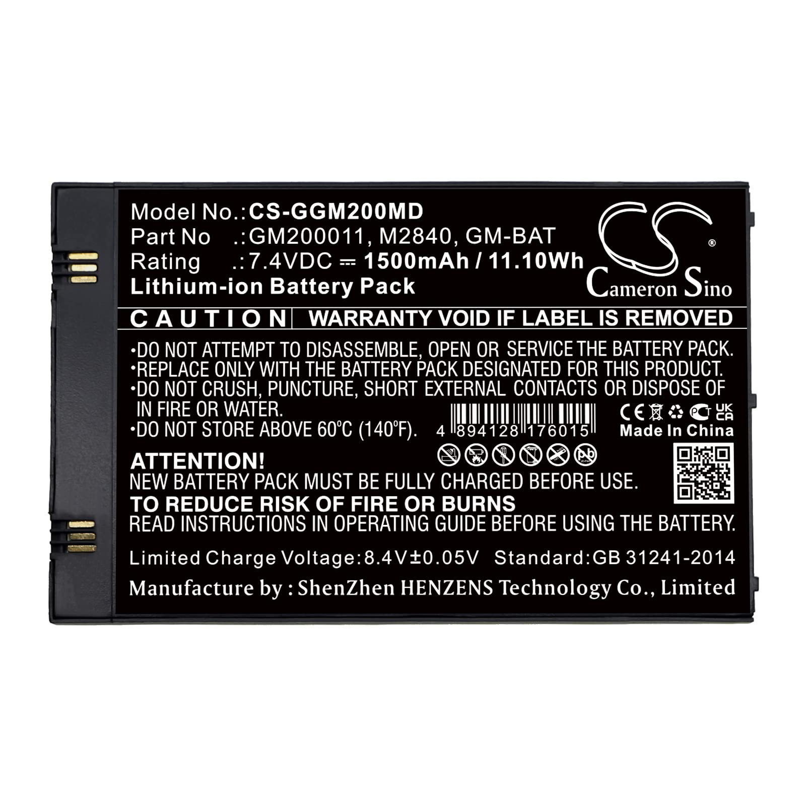 TECHTEK Batteria 1500mAh compatibile con [GE] Echographe Vscan, Scan Ultrasound, Vscan Pocket Sized Ultrasound GM200011 sostituisce GM-BAT, GM200011, M2840 FBA