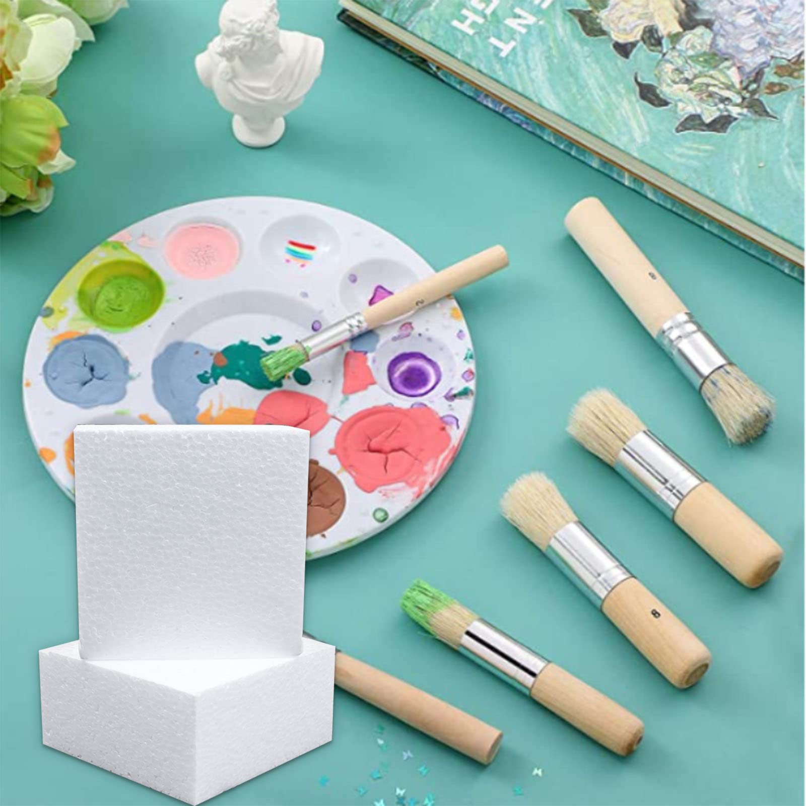 Lot de 6 cubes de mousse pour travaux manuels, blocs de polystyrène pour bricolage, arrangements floraux, fournitures artistiques (10,2 x 10,2 x 10,2 cm, blanc
