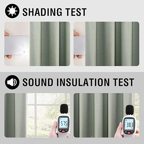 Miniatura 5 de H.VERSAILTEX - Cortinas 100% opacas con aislamiento térmico, texturizadas, de lino, con bloqueo de calor y luz completa, psala de estar y