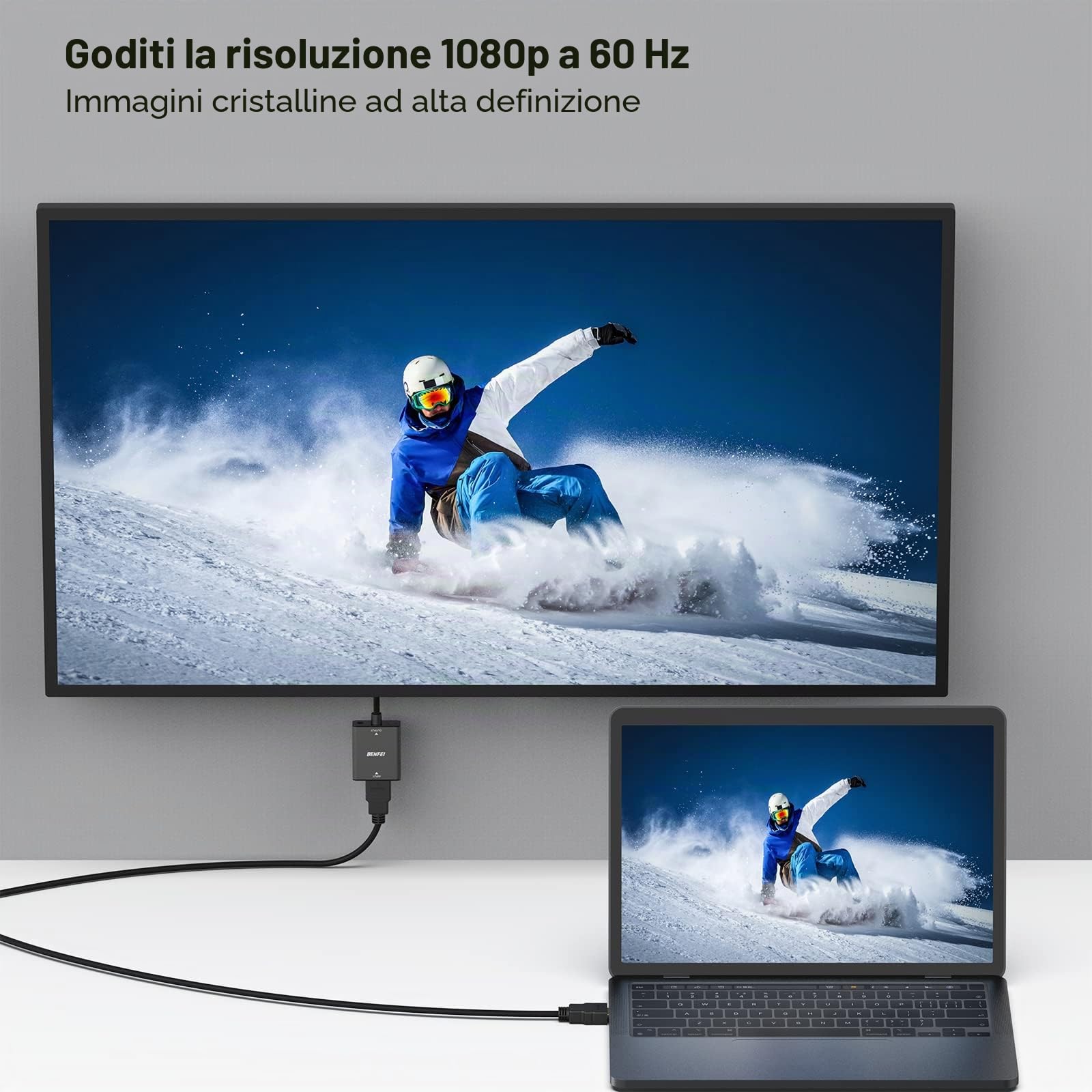 BENFEI Adattatore HDMI a VGA 3.5 mm jack audio, Unidirezionale, Femmina a Maschio, Compatibile con TV Stick Laptop PC Raspberry Pi Roku Xbox