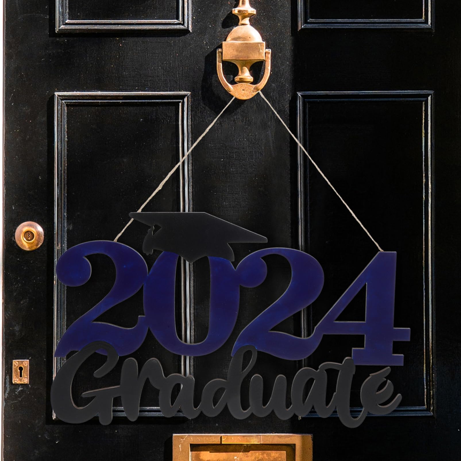 Ciieeo 4 Stück 2024 Abschlussschild-anhänger Abschlussschild Zum Aufhängen Abschluss Fotografieren Stütze Party-Requisiten Foto-Requisite Für Die Abschlusssaison Foto-Requisiten Holz Blue