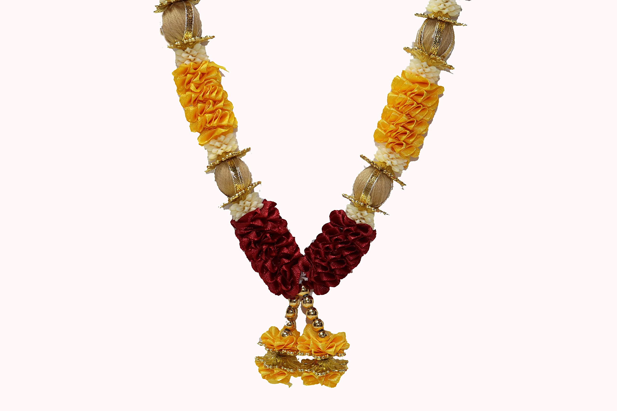 Reliable Handmade Artificial Mala Satin Garland for Photo Frames and God Ribbon Flower Garland Mala Satin haar for God Idols Photo Frame Mandir and Temple Size - 8 Inch Pack of 1 Piece - Image 2 thumbnail
