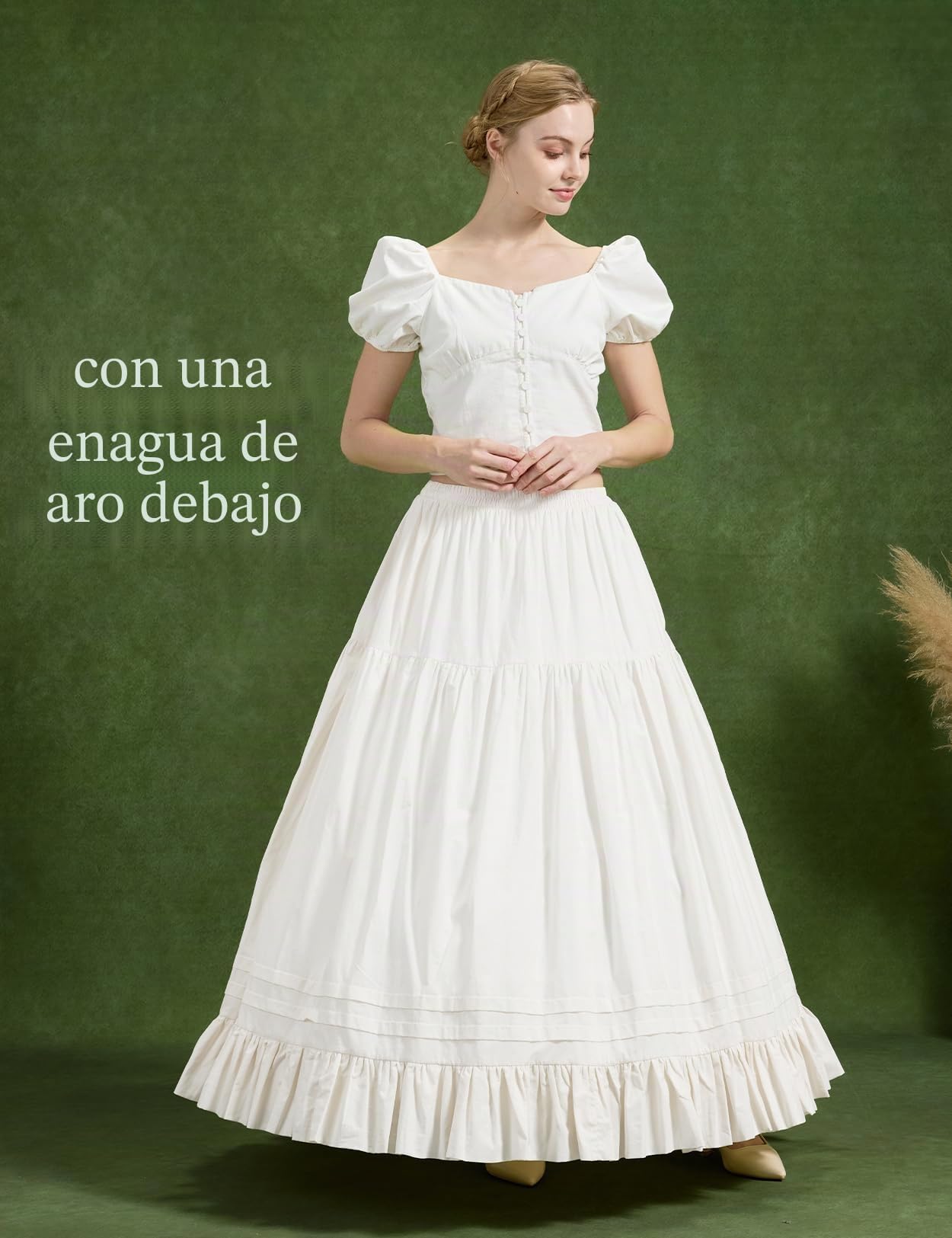 BEAUTELICATE Enaguas Mujer Falda Plisada Columpio Larga de Algodón Ideal para Cancan de la época Eduardiana y Vestimenta Medieval