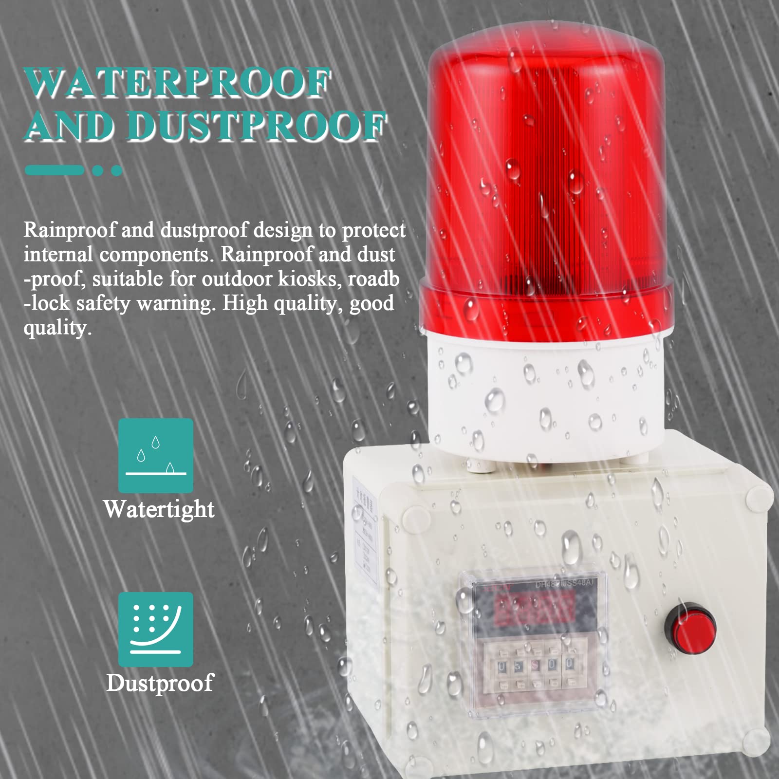 YJINGRUI 220V Sirena Alarma Industrial Sirena de Sonido con Luz Estroboscópica Zumbador con Función de Temporizar Temporizador Digital (Volumen:120dB, Modo de Temporización de Un Solo Tiempo)