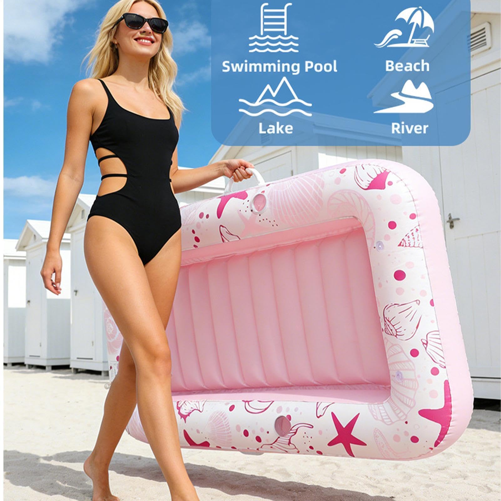 Sonnenbräunungspool-Lounger Wasserliege mit praktischem Becherhalter | Sonnenbade Wasserlounge für Erwachsene und Familien im Urlaub am Ferienresort am Sandstrand und am Badesee im Sommer